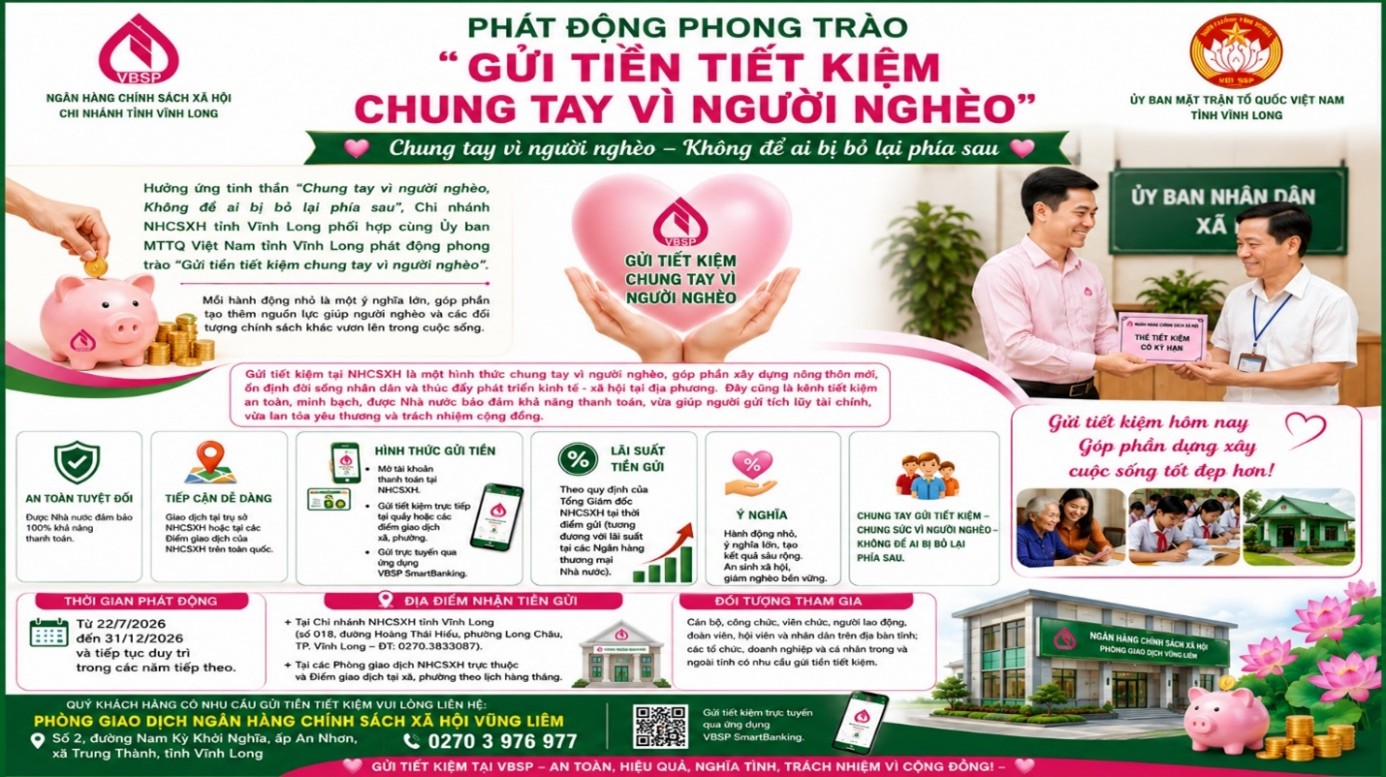 Gửi tiền tiết kiệm tại Ngân hàng Chính sách xã hội - Chung tay vì người nghèo